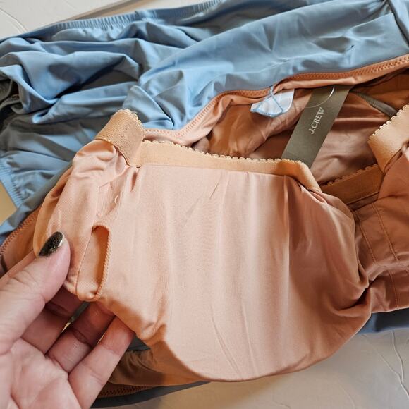 J Crew Ruched Squareneck One Piece Swimsuit Blue Mist Plus 22 Swim Beach Pool - Picture 5 of 8